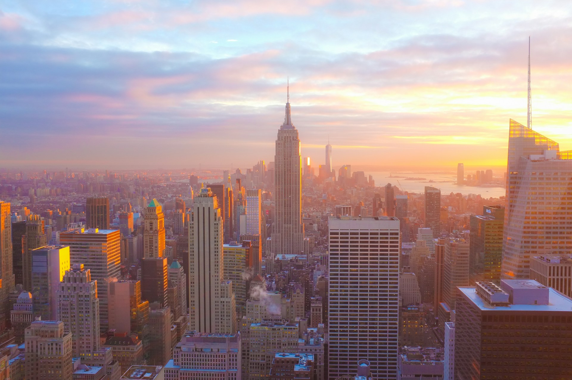 Skyline de Manhattan ao pôr do sol